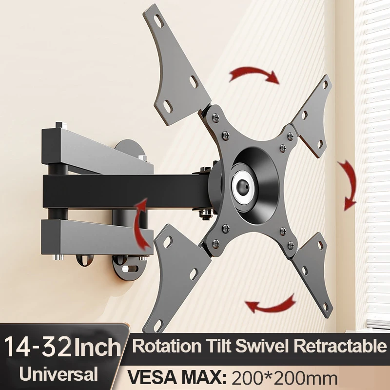 20° tiltable TV Wall Mount Bracket 360° Rotated Holder Universal TV Mounts for 10-32 Inch LCD LED Monitor Flat Panel Halloween