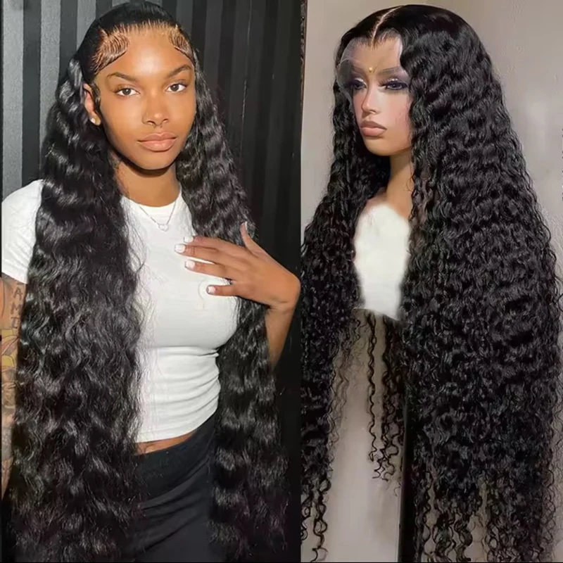 

Natural Black Deep Wave Long Human Curly Hair Wigs 13x4 13x6 HD Lace Frontal Wig For Women 5x5 360 Lace Front Wigs