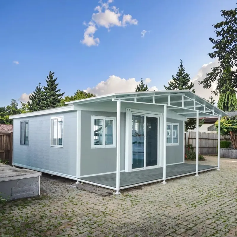 صديقة للبيئة حزمة مسطحة منزل جاهز 19x20ft غرفتين غرفتين المطبخ الحمام مجهزة بالكامل وحدات صغيرة المنزل المحمول