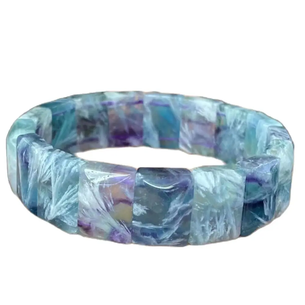 12x16mm AAAAA Natural Colorful Feather Fluorite Quartz Wings Bracelet Rectangle Beads Wealthy Bracelet -8