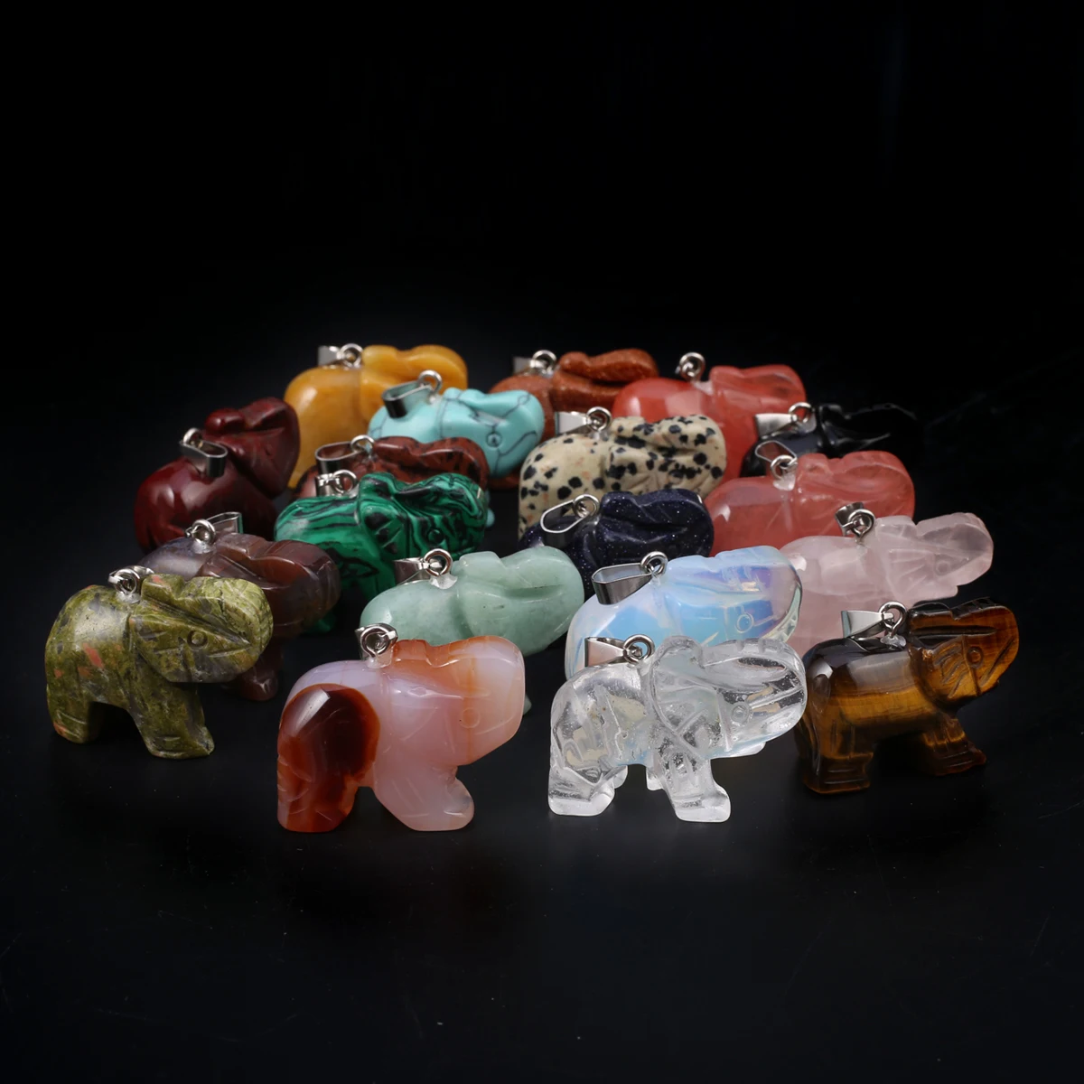 Natural Stone Pendant Animal Elephant Shaped Gemstone Exquisite Charms for Jewelry Making DIY Bracelet Necklace Accessories Gift