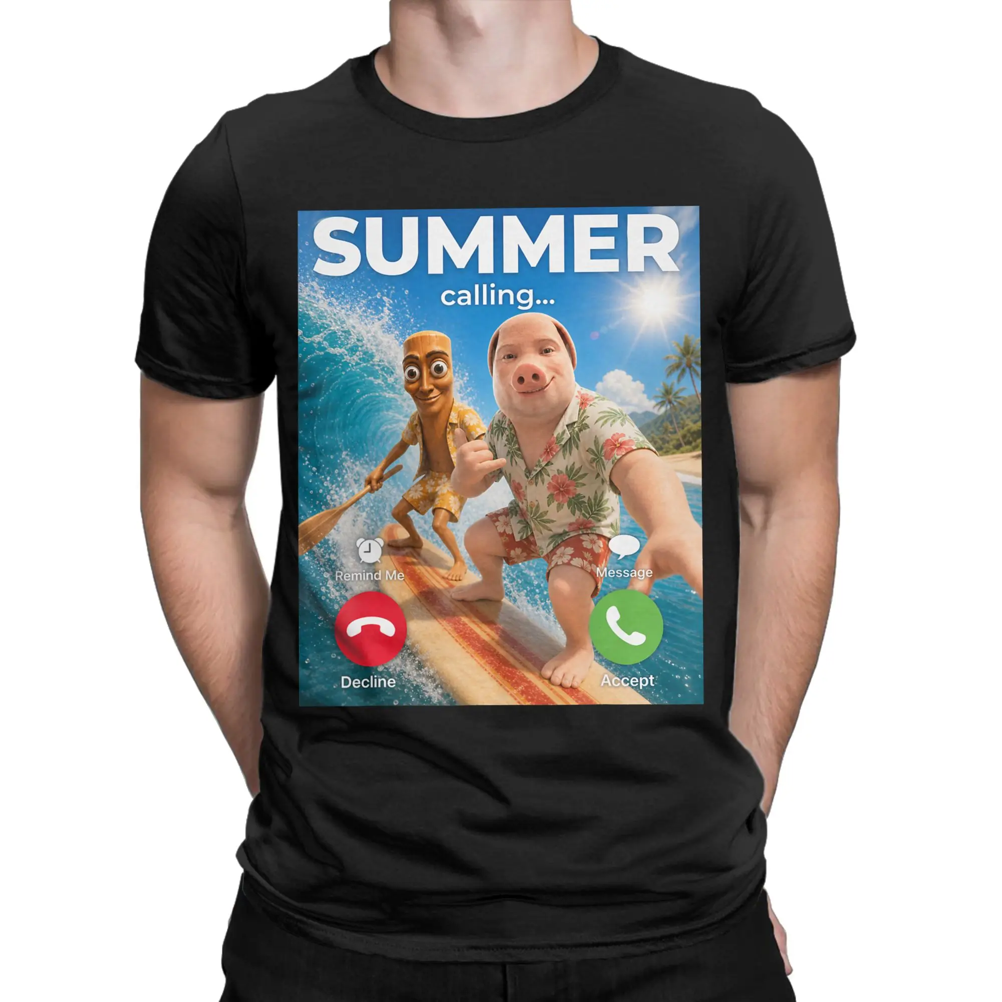 Men's T-Shirts 2026 Summer Vacation Bros Selfie John Pork Tung Sahur Trip Funny 100% Cotton Tees  T Shirt Crew Neck Tops