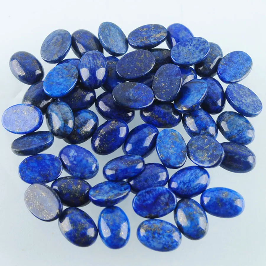 

10x14mm Natural Lapis Lazuli Gem Stone Beads Oval Cabochon Flat Back No Hole DIY Jewelry Making Finding Wholesale 20Pcs TU3048