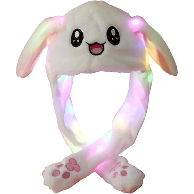 Niedlicher, am Ohr beweglicher LED-Hasenhut, leuchtende, weiche Kopfbedeckung für Frauen und Mädchen, Party, Cosplay, Urlaub, Alltag, Zuhause, Spaß, verstellbar, langlebig