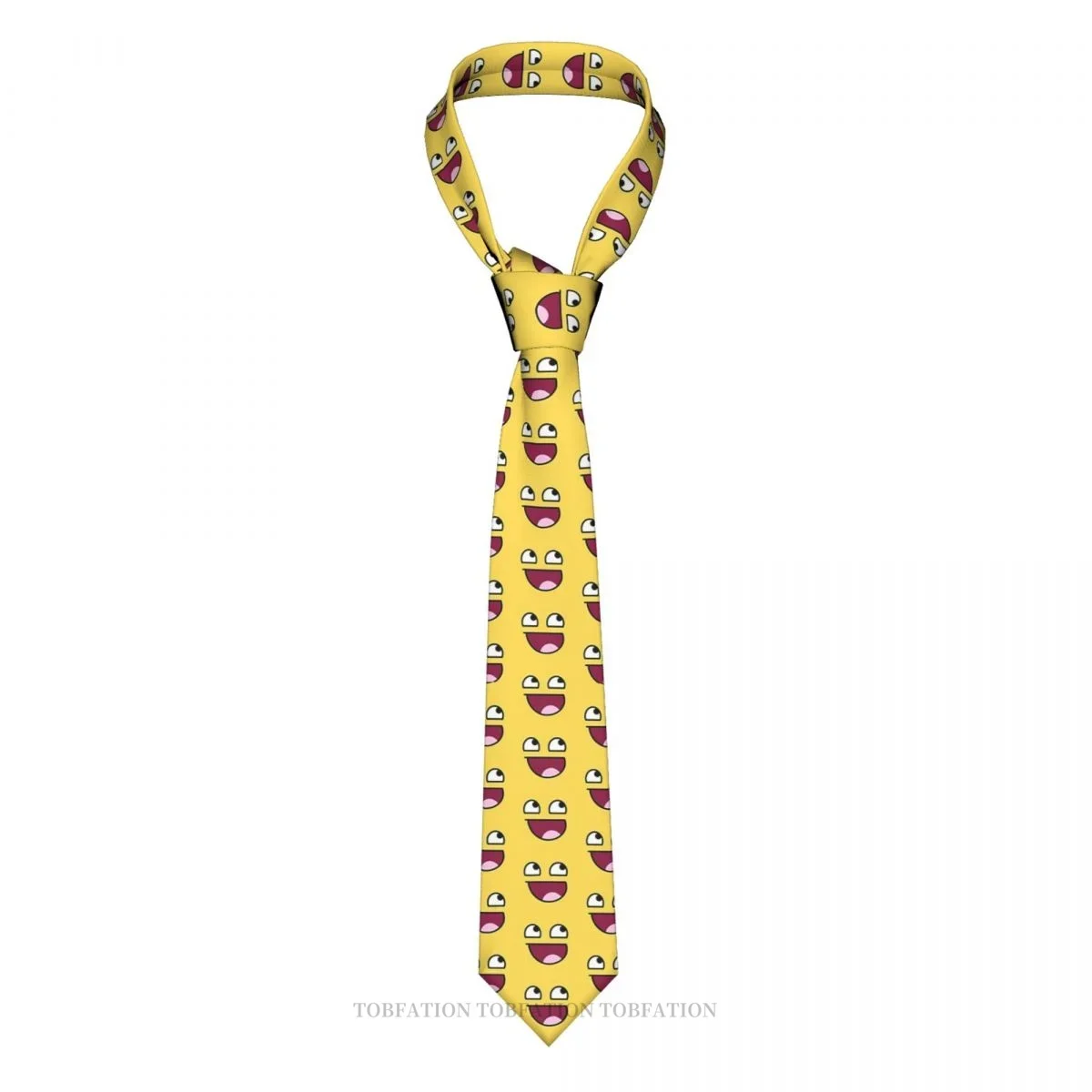 

funny yellow Smiley Face Classic Men's Printed Polyester 8cm Width Necktie Cosplay Party Accessory One Size