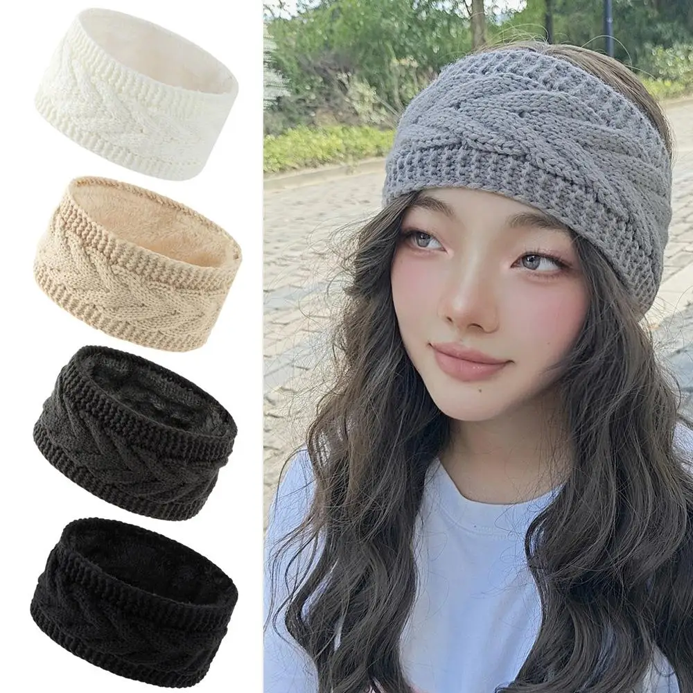 

Twist Knitted Headband Outdoor Sports Thicken Ear Protection Hair Band Thermal Cold-proof Head Cover Handmade Crochet Handwear
