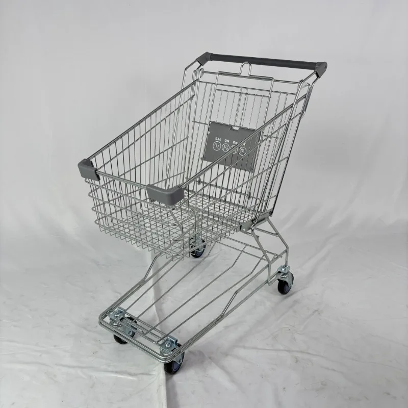 Large capacity Asian style supermarket shopping cart Metal grocery trolley with 4 universal wheels
