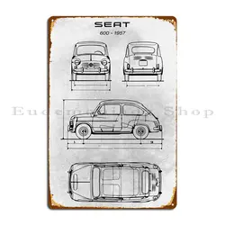 No220 Seat 600 1957 금속 플라크 포스터 차고 플라크 바 캐릭터 사용자 정의 주석 기호 포스터 사용자 정의