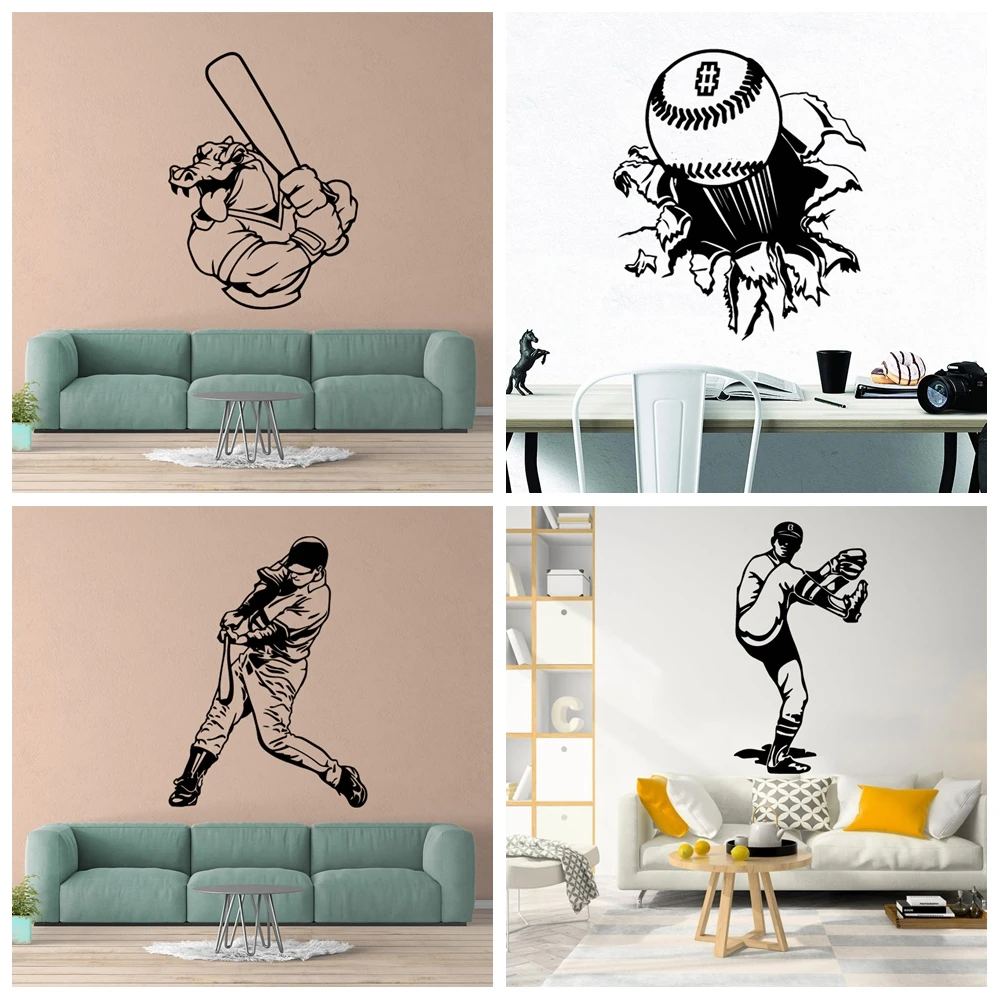 Baseball Self Adhesive Vinyl Waterproof Wall Art Decal Decor Living Room Bedroom Removable Vinyl Art Decal