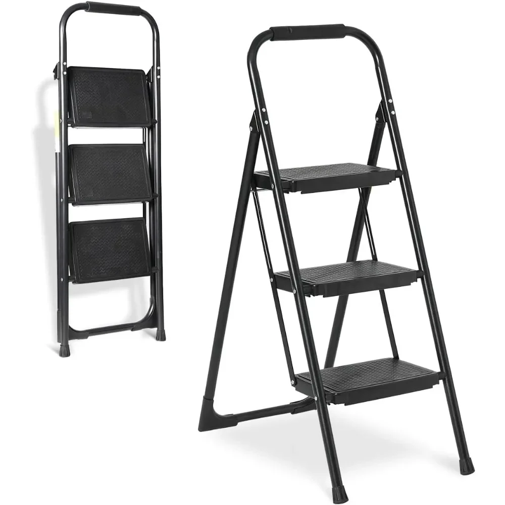 

for 3 Step Folding with Handgrip, Heavy Duty 440Lbs Load Step Stools for Adults, Safer Ladder for Home/Kitchen