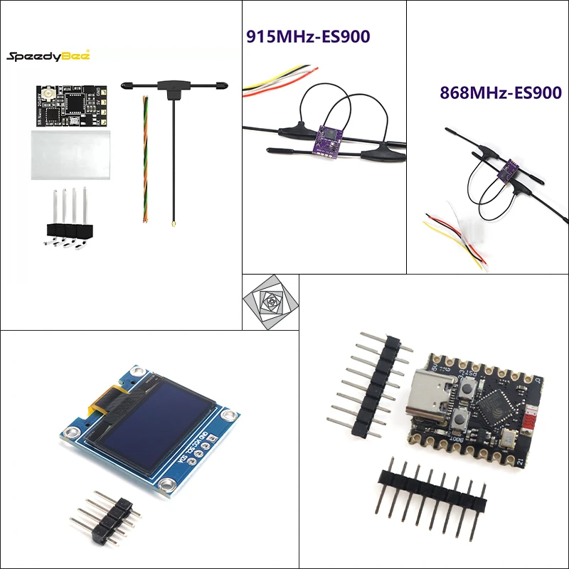 ESP32-C3 Dev Board، جهاز استقبال ELRS 2.4G، جهاز استقبال ثنائي النطاق 915 ميجا هرتز 868 ميجا هرتز، 0.96 OLED للتحكم اللاسلكي طويل المدى