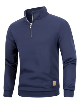 Autumn Men's Zipper Pullover Turtlenecks Warm Sweaters Solid Color Long Sleeved Fashion Male Casual Daily Sweatshirt Top 2