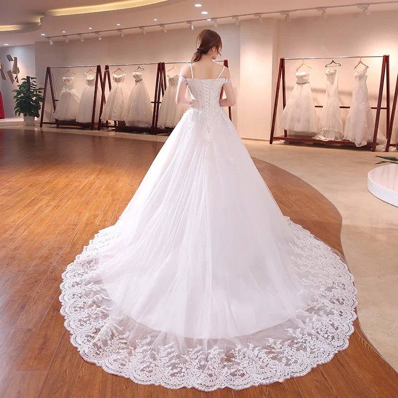 

Новое сексуальное винтажное свадебное платье 2025 года с шлейфом и кружевом на одно плечо, со средней талией, для женщин, специальное предложение