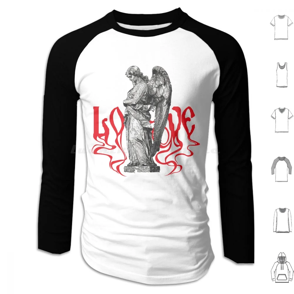 Love Angel Statue Hoodies Long Sleeve Angel Statue Love Goth Gothic Cemetery Sculpture Dark Romantic