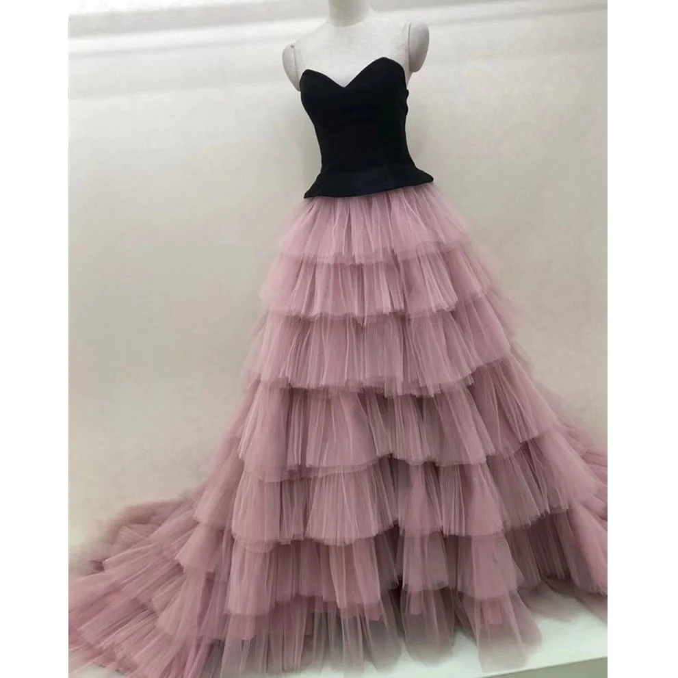 Mingli Tengda Jupe Longue Tulle Skirt Volants Pour Femme Tenue Chic Petticoat Woman Dusty Pink Bride Tutu Skirt Jupon Rockabilly