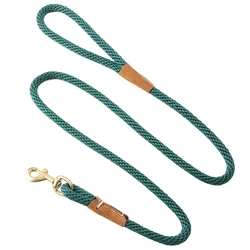 High Quality Handmade Leather Nylon Rope Dog Leash 5 ft Pet Products Snap dog lead Outdoor Training Leashes