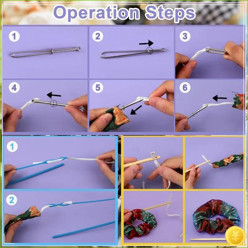 Quick Turn Fabric Set Versatile Fabric Tube Turner For Sewing Drawstring Threader Tool For Crafts DIY Knitting Handmade