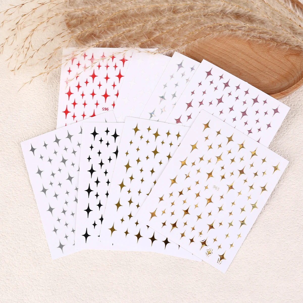 8 pezzi Y2K Satr nail art adesivo pentagramma/strisce incrociate design per unghie autoadesivo per donne ragazze decorazione manicure di lusso