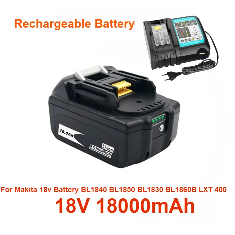 Baterai isi ulang 18V 18000mAh BL1860 untuk Makita baterai 18v BL1840 BL1850 BL1830 BL1860B LXT 400 Lithium Ion