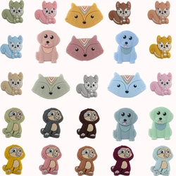 5/10Pcs Cartoon Silicone Beads Dog Squirrel Sloth Animal Focal Beads DIY Pacifier Chain Beadable Pen Jewelry Accessories