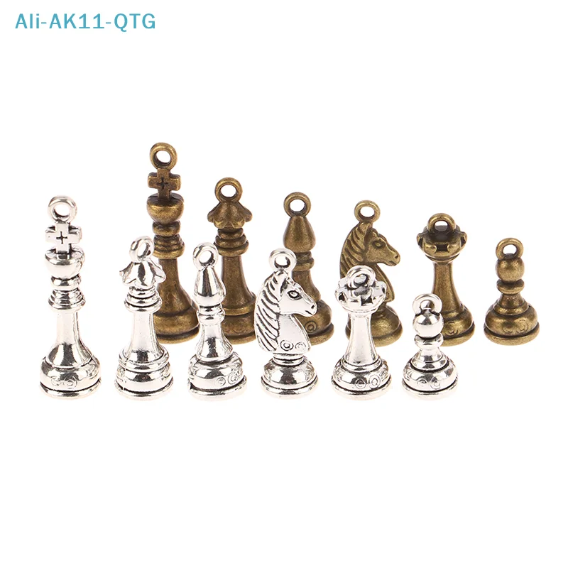 

Hot！6Pcs/Set Charms Chess Knight Bishop Pawn Antique Pendant Fit Vintage Tibetan Bronze DIY For Handmade Jewelry Accessories