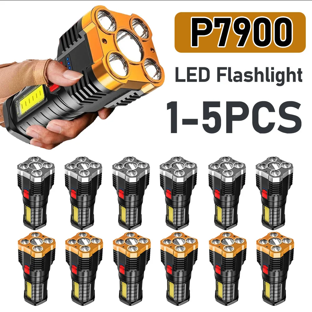 

1-5PCS LED Flashlight Ultra Bright Torch 4 Gears Waterproof Bicycle Light Multi-purpose Adventure Exploration Flashlight