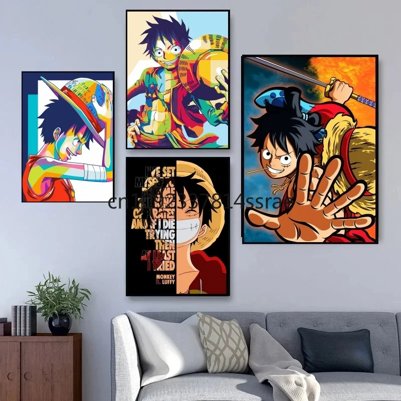 

Japan Anime Peripheral One Piece Luffy Posters Modern Room Decoration Paintings Murals Children's Decorative Paintings Prints