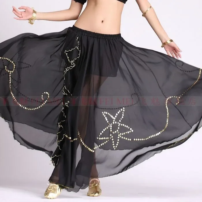 Belly Dance Costume Girls New Egyptian Fishtail Skirt with Side Slit Belly Dance Slit Skirts Chiffon Pleated Frillies Skirt