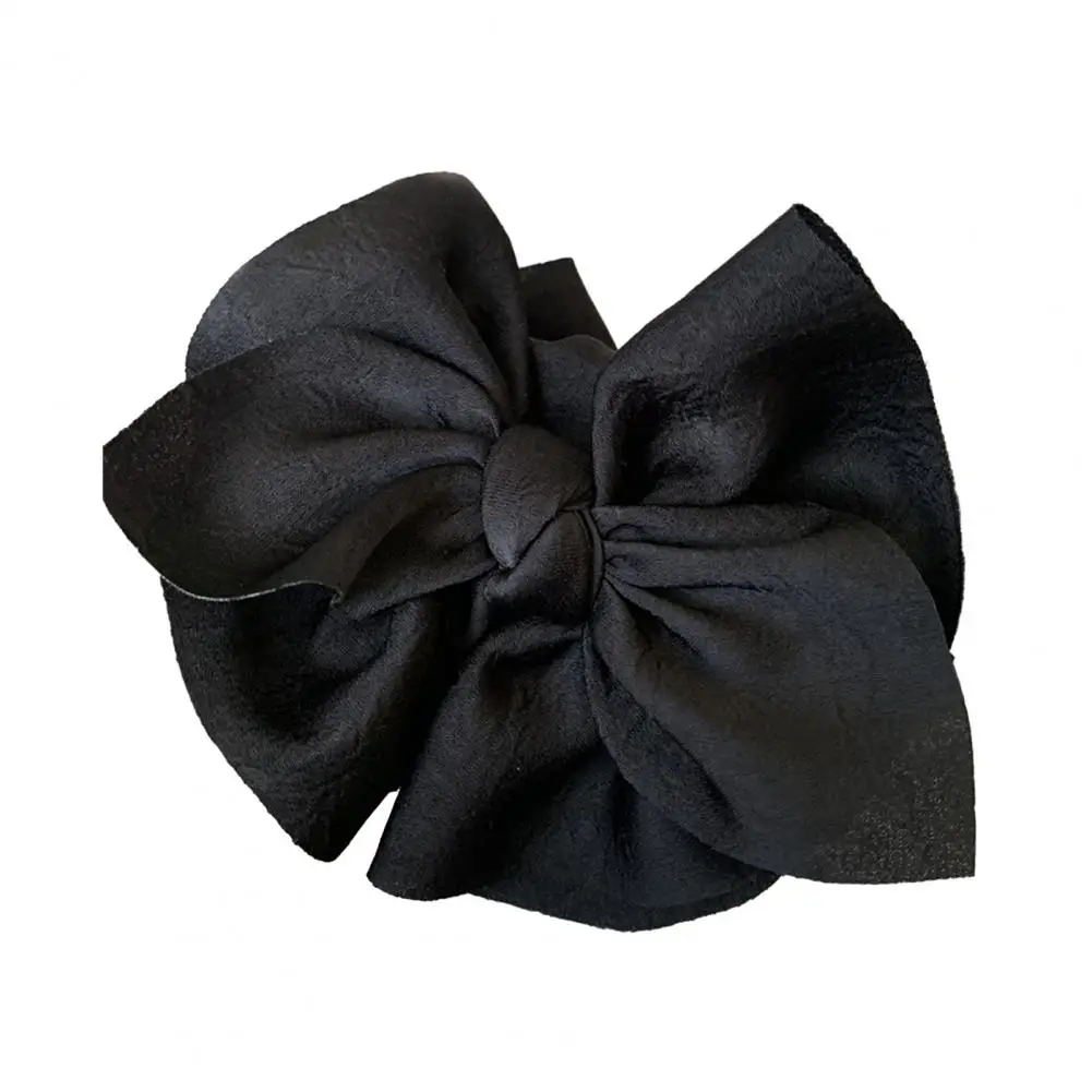 Hair Gripper Big Fabric Bow Solid Color Stain Anti-slip Knot Retro Braid Sweet Girl Ponytail Clip Hair Clip Hair Clamp Lady Hair