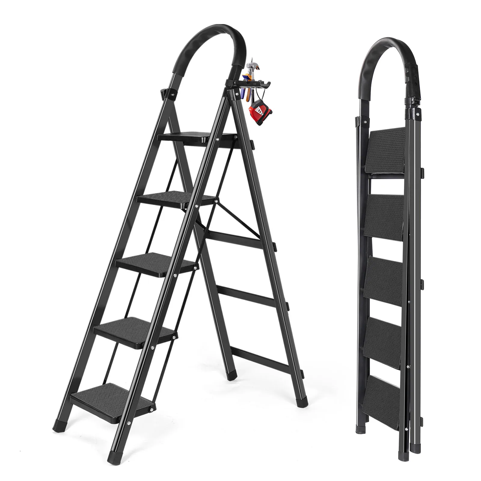 

5-step ladder foldable footstool portable ladder anti slip ladder 60 pounds (approximately 299.4 kilograms) load-bearing capacit