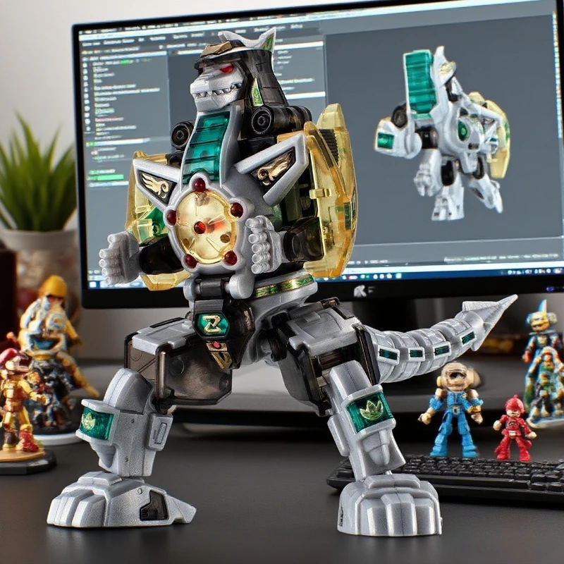 

In Stock Bandai SMP Mighty Morphin Power Rangers Dragonzord Clear Color Action Figure Model Kit Assembly Toy