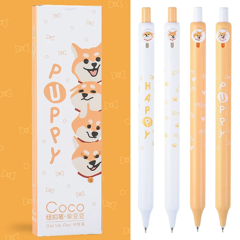 

40pcs Puppy Gel Pens Click Pens for Writing School Stationery Supplies Cute Dog Pen Set Student Back To School Accessories Items