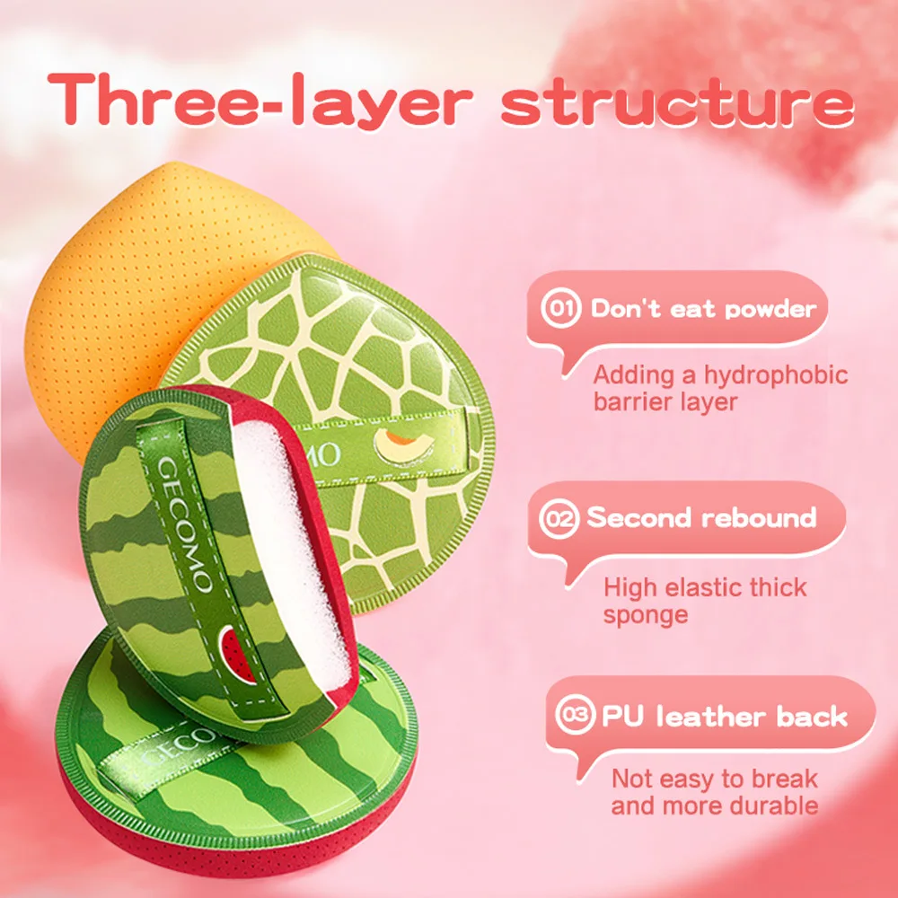 وسادة هوائية للتجميل من مسحوق الفاكهة فائقة النعومة من GECOMO، رطبة وجافة ذات الاستخدام المزدوج وصديقة للبشرة