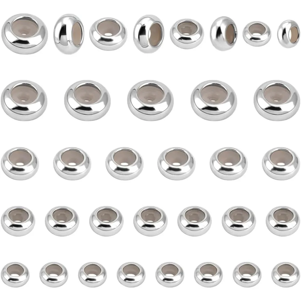 

48pcs 4 Sizes Long-Lasting Stopper Beads Slider Beads Positioning Spacer Bead Adjustable Brass Bead for Summer