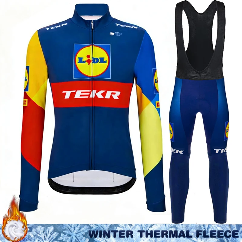 

Cycling Fleece Jersey TEKR Bicycles Winter Thermal Men 2026 Bib Road Bikes Uniform Man Retro Set Clothing Triathlon Men's Outfit