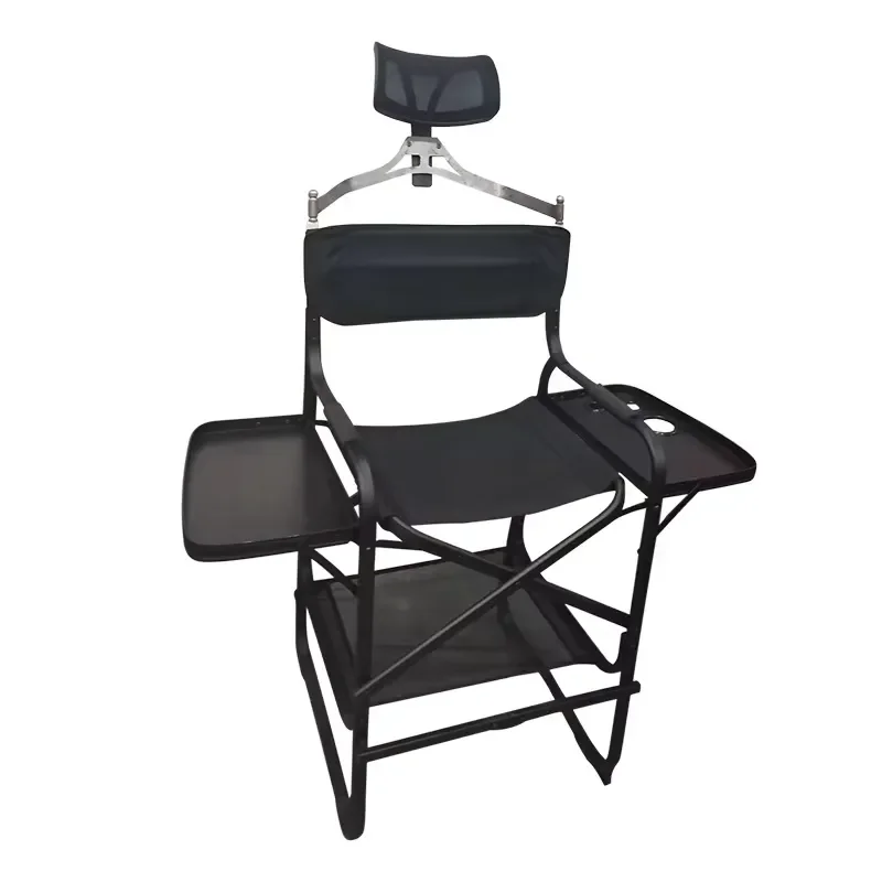 Durable Tall Black Aluminum Double Square Salon Furniture Portable Foldable Fishing Camping Beach Director Makeup
