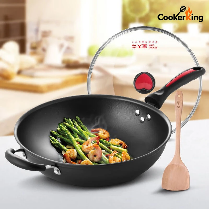 طباخ الملك 32/34 سنتيمتر الصينية ووك سبائك الألومنيوم المنزل مقلاة متعددة الوظائف غير عصا عموم تلبي احتياجات الطبخ للعائلات #2