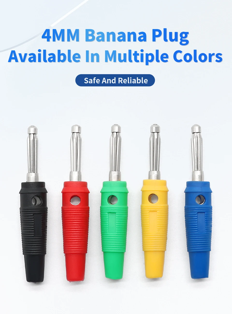 OMCH 5 Stück 4 mm 32 A Hochstromschraube, lötfrei, stapelbar, Bananenstecker aus vernickeltem Kupfer für Multimeter-Lautsprecherkabel – Detail 1