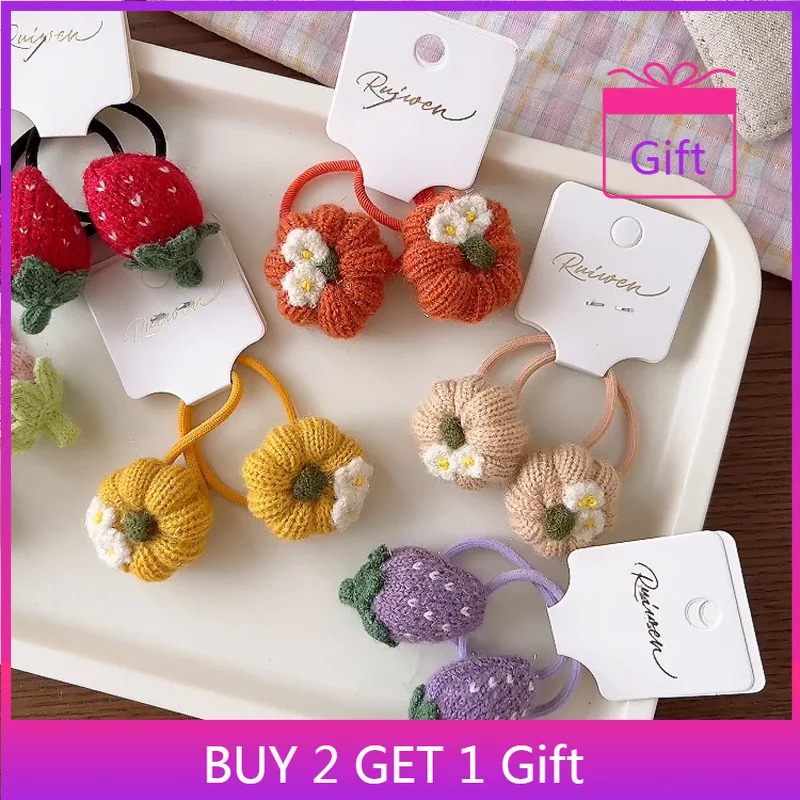 

Сезонный подарочный набор, 3D резинки для волос с фруктами, материал пряжи премиум-класса для девочек, резинки для волос на Рождество и зиму