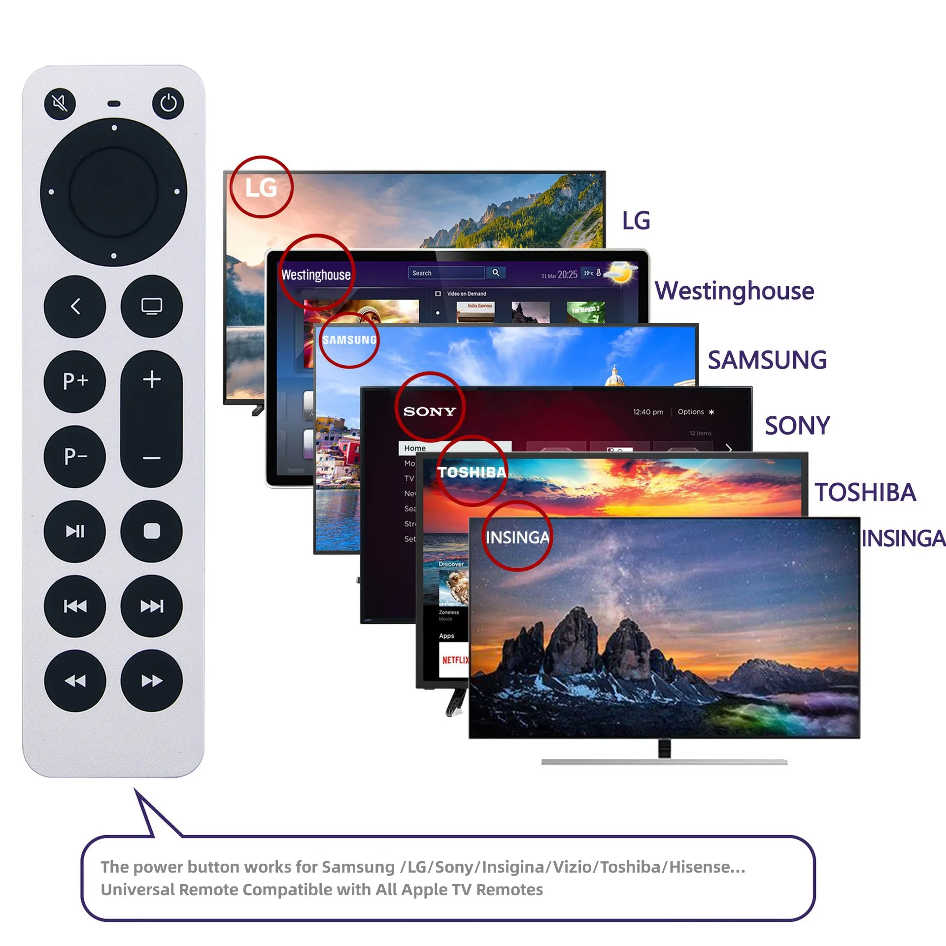 Zamienny pilot Apple TV do Apple TV 4K/Gen 1 2 3 4/HD A2843 A2737 A2169 A1842 A1625 A1427 A1469 A1378 A1218 (bez głosu)