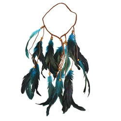 Multicolore indiano tribale etnico perline di legno in pelle piuma fascia per capelli corda bohémien Hippie accessori per capelli festivi gioielli