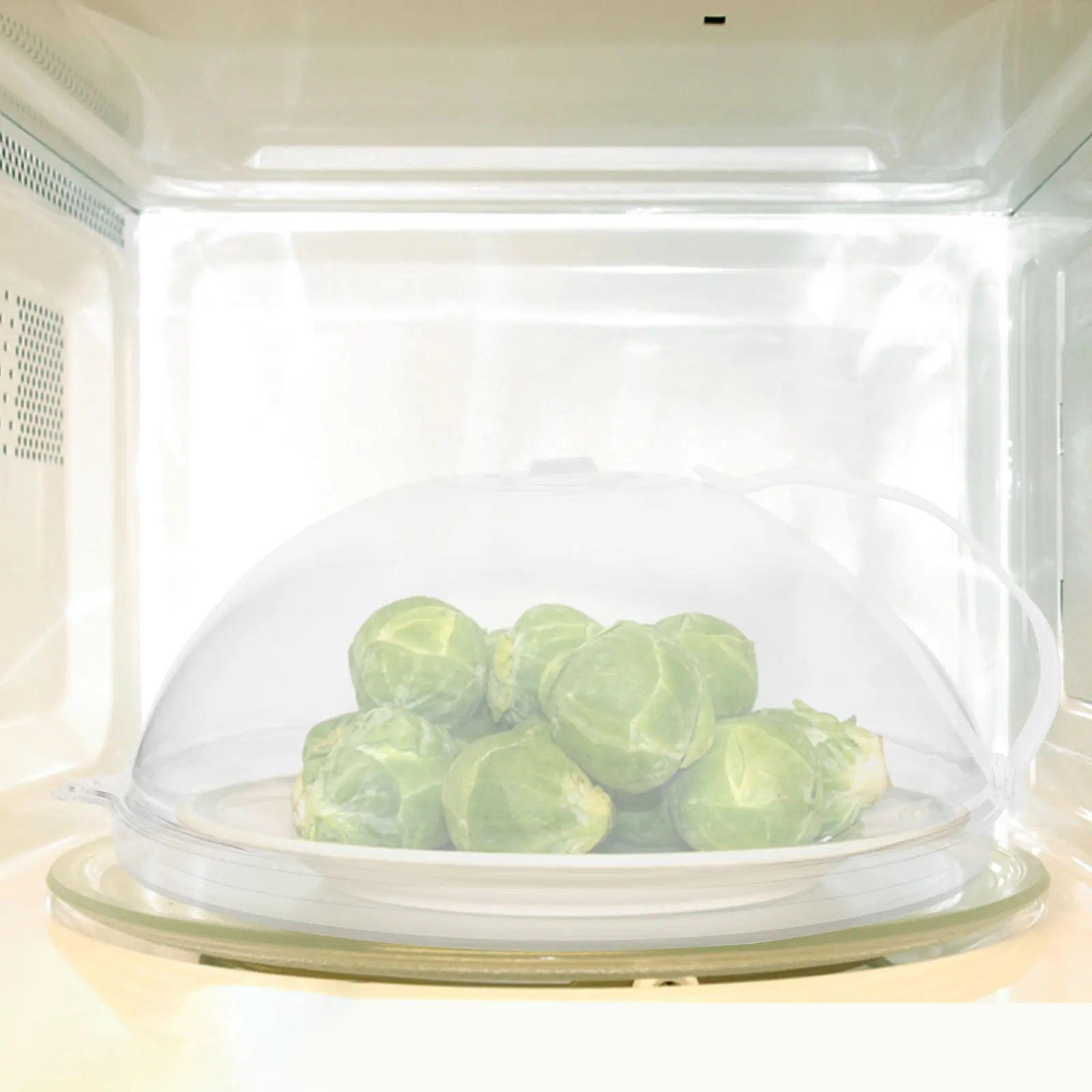 

1pc Microwave Spray-Proof Transparent Heat-Resistant Food Cover For Dust Proof Oil Splatter Guard With Tray High Temp