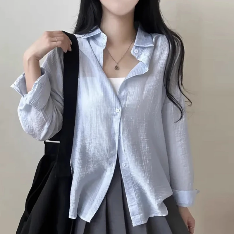 Chaqueta csera fina de manga larga hoada y e para mujer, Top versátil con cuello vuelto, ropa informal de negocio...