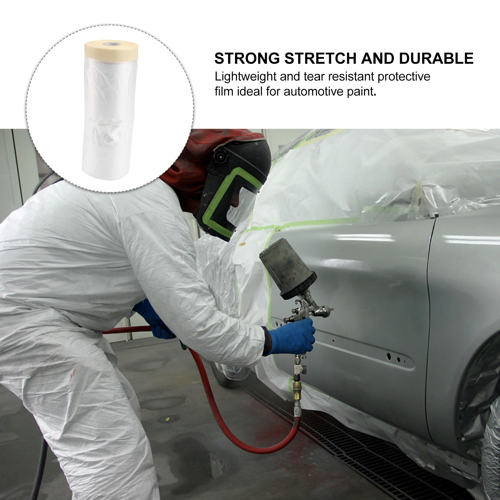 Masking Film Waterproof Sunproof Stretch Durable Protective Cover For niture Wall Cabinet Spray Painting 1100Mm X30M White
