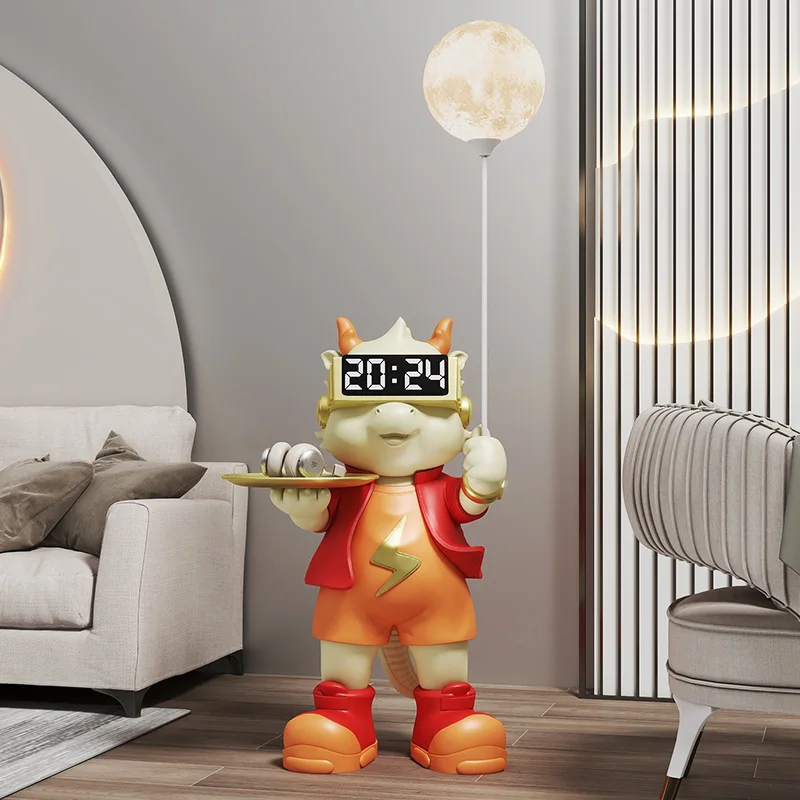 Home Decor INS Mechanical Dragon LED Lamp Floor-standing Ornament for Living Room Resin Crafts Decoration for House Gift