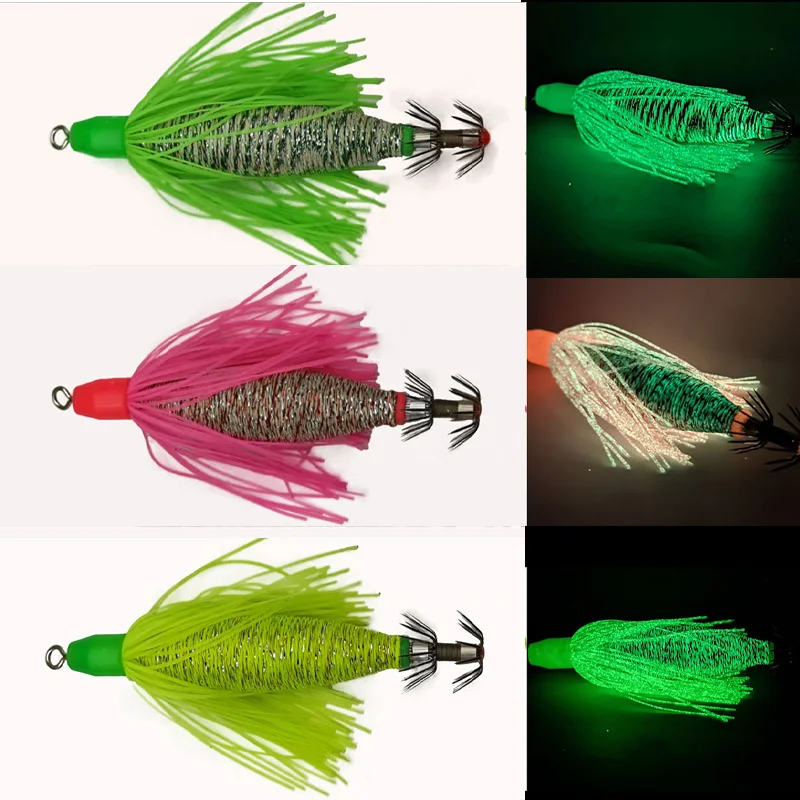 

Glow Shrimp Hard Bait Anglers Hook Crowns 10g12g Squid Jigs Sea Fishing Lure Set Artificial Cuttlefish Octopus Baits