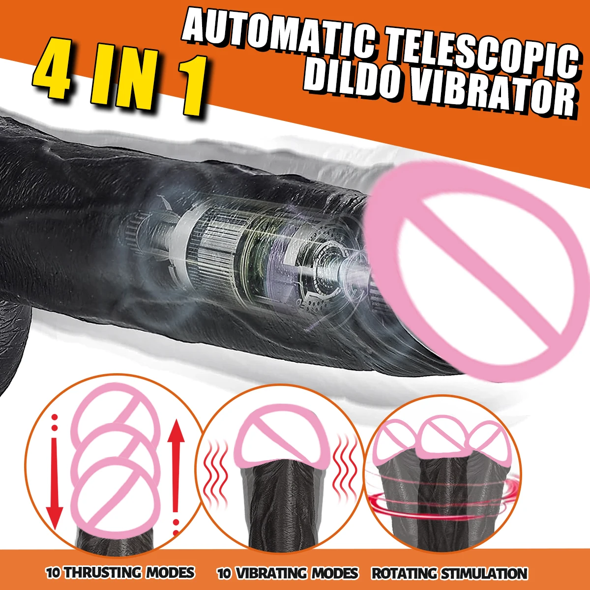 Thrusting Black Realistic Penis Dildo Male Dick Telescopic Rotating Heating G Spot Clitoral Anal Stimulation Vibrator Sex Toy - view 3