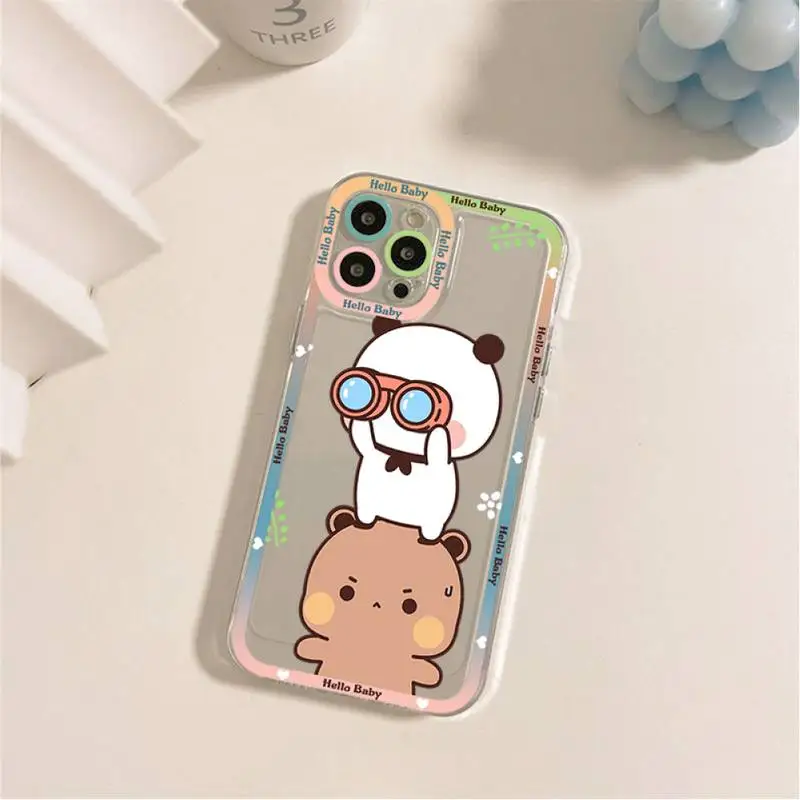 Etui na telefon Bubududu Panda do iPhone\'a 11 12 13 Mini Pro Max 14 Pro Max Obudowa