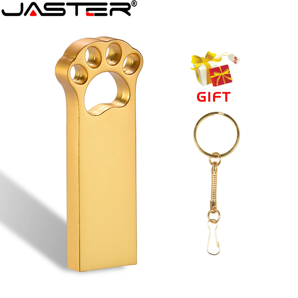 

Mini Metal USB Flash Drive Bear Paw 128GB 64GB Free Keychain Pen Drive 32GB Black Silver Rose Gold Memory Stick Business Gift