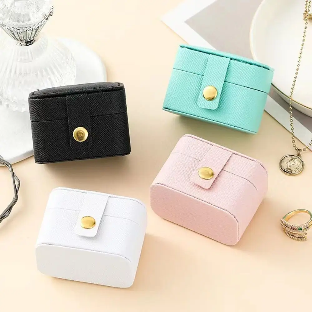 

New PU Leather Jewelry Box Organizer Mini Portable Jewelry Display Case Flip Cover Ring Earrings Holder Travel